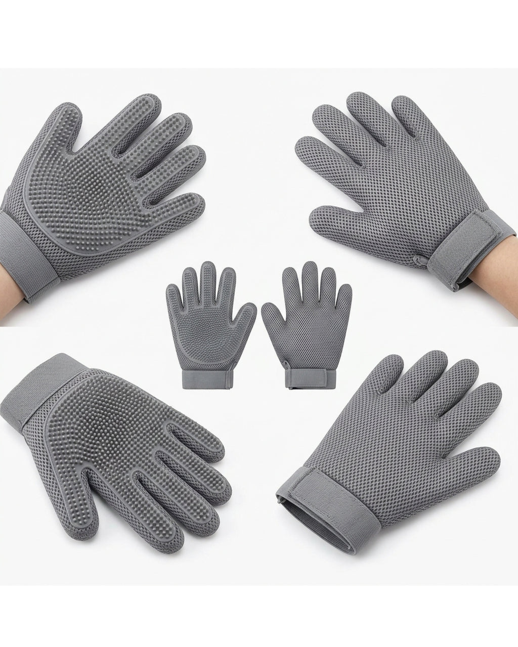 Kolaw Double Sided Pet Grooming Glove Gray Pair